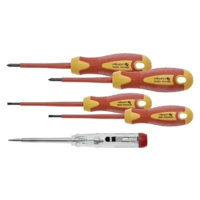 set de surubelnite izolate din 5 piese, 1000 V, otel s2. Cu tester de tensiune.