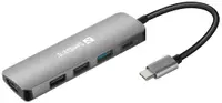 Stație de andocare Sandberg - USB-C Dock, HDMI+3xUSB+PD, 5 porturi, USB-C, gri