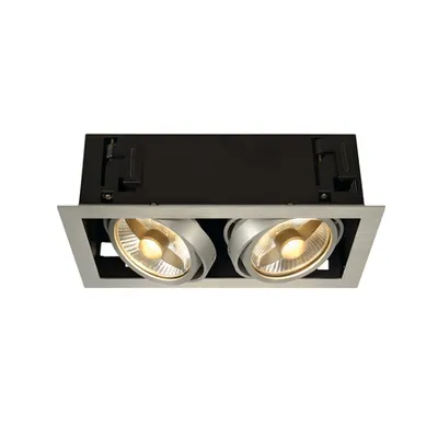 Spot incastrat, KADUX Ceiling lights GU10, aluminium double-headed, QPAR111, rectangular, brushed aluminium, max. 150W