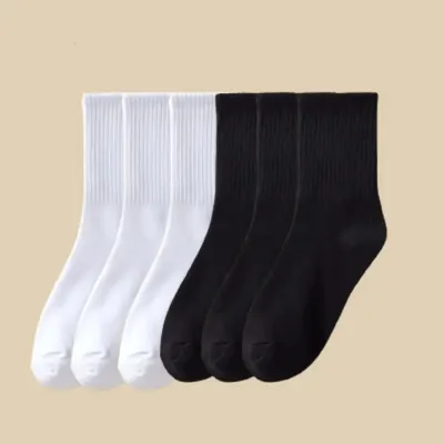 Set 6 perechi de sosete pentru dama, SS061, Alb/Negru, marime universala (35-39)