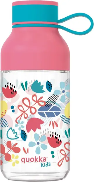 Sticlă de apă pentru copii Quokka Kids - Ice, Flowers, 430 ml