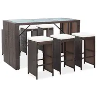 Gossi set mobilier bar de gradina cu perne, 7 piese, maro, poliratan