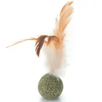 Jucarie pentru pisici Beeztees Bila Catnip cu pene 12cm
