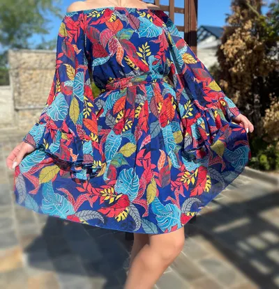 Rochie stilizata cu motive florale Florinela 12