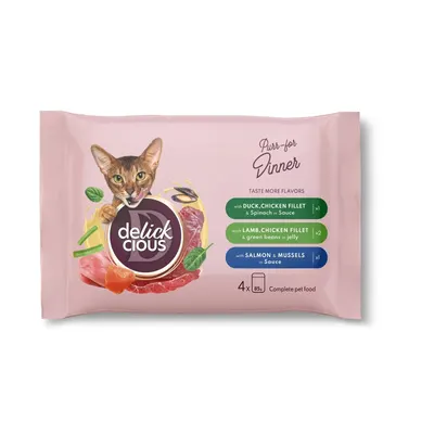 Delickcious Cat - Set Flowpack - 4 Plicuri - 4x85g
