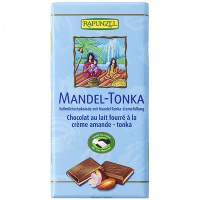 Ciocolata bio cu crema de migdale si tonka, 100g, Rapunzel
