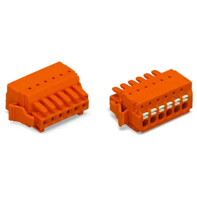 1-conductor female plug; 100% protected against mismating; push-button; Locking lever; 1.5 mm²; Pin spacing 3.81 mm; 12-pole; 1,50 mm²; orange