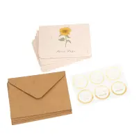 Set 6 felicitări diferite model floral cu text și sticker - bej - Default Title