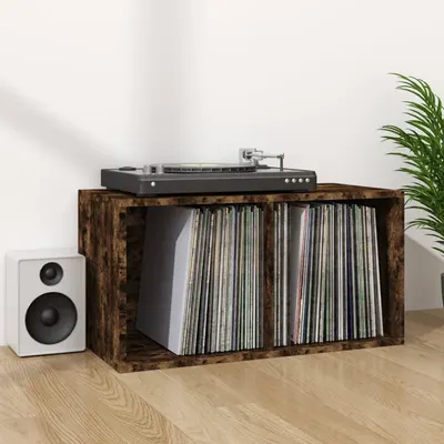 Gossi cutie de depozitare viniluri, stejar fumuriu, 71x34x36 cm, lemn