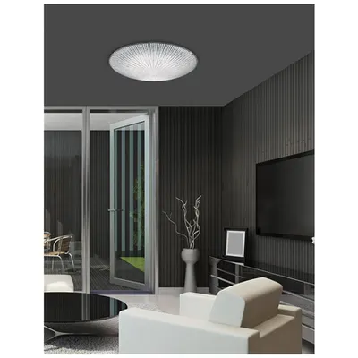 Plafoniera SHELL Alb & Clear Structured Sticla Crom Metal LED E27 3x12W IP20 Fara bec