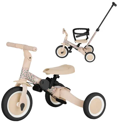 Tricicleta, Petite&Mars, Turbo, Editie limitata, 5 in 1, Multifunctionala, Vehicul de impins, Bicicleta cu/fara pedale, Cu maner de ghidaj, Detasabil, Roti din cauciuc, Pana la 25 kg, 1.5-5 ani, Pink Meadow