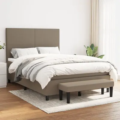 Gossi pat box spring cu saltea, gri taupe, 140x200 cm, textil