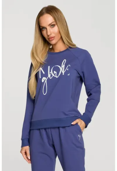 Bluza sport cu broderie - - Albastru