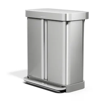 Coș de gunoi argintiu mat pentru reciclare/cu pedală 34+24 l din oțel – simplehuman