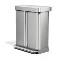 Coș de gunoi argintiu mat pentru reciclare/cu pedală 34+24 l din oțel – simplehuman