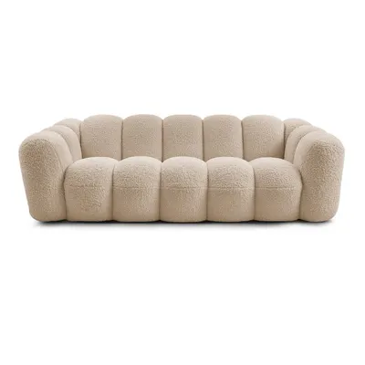Canapea maro deschis cu tapițerie din țesătură bouclé 232 cm Hippolyte – Bobochic Paris