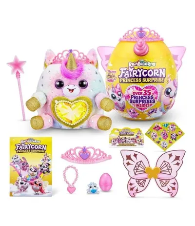 Jucarie Engros surpriza de plus, Rainbocorns , Unicornul curcubeu fairycorn cu aripi