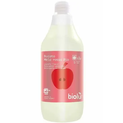 Detergent lichid pentru rufe albe si colorate cu mere rosii ecologic 1l Biolu