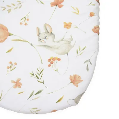 Cearceaf cu banda elastica pentru landou copii Kerstin Fairytale Mouse, realizat din bumbac 100, dimensiune 80 x 38 cm