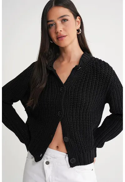 Cardigan tricotat - Negru
