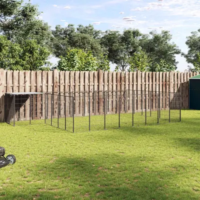 vidaXL Padoc pentru câini, negru, 15,73 m², oțel