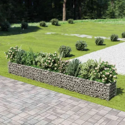 vidaXL Strat înălțat gabion, 450 x 50 x 50 cm, oțel galvanizat
