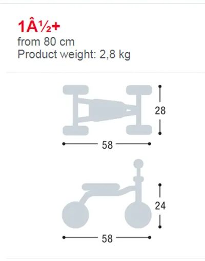Ride-On pentru copii Puky Wutsch 3029 cu roti din cauciuc EVA, maner pentru transport, recomandata copiilor cu varsta peste 1,5 ani, de la 80 cm pana la 95 cm