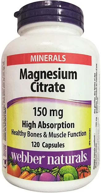 Magnesium Citrate, 150 mg, 120 capsule, Webber Naturals