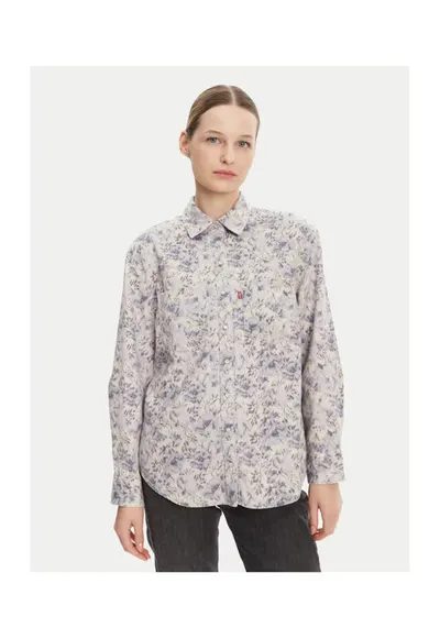 Camasa dama - A7244-0051 - bumbac - model floral - alb/albastru