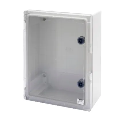 Watertight Board With Transparent Door Fitted With Lock - Gwplast 120 - 396x474x160 - Ip55 - Grey Ral 7035