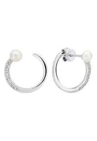 Cercei argint cu perle naturale si zirconia pavé - Mezzaluna