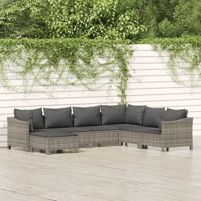 Gossi set mobilier de gradina cu perne, 7 piese, gri, poliratan