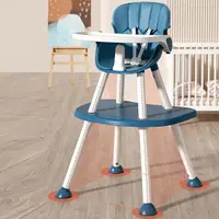 Scaun de masa Little Mom Blue 4in1 pentru copii, multifunctional, cu centura de siguranta, tavita reglabila, suport pentru picioare, dimensiune 79 x 60 x 62 x 92 cm