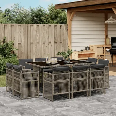Gossi set mobilier de gradina cu perne, 11 piese, gri, poliratan
