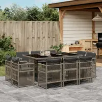 Gossi set mobilier de gradina cu perne, 11 piese, gri, poliratan