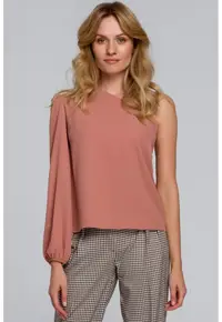 Bluza pe un singur umar - - Roz prafuit