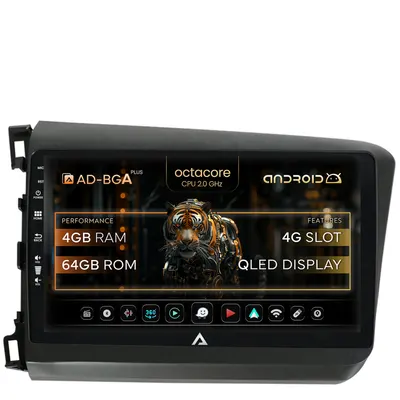 Navigatie Honda Civic (2012-2015), Android, A-Octacore 4GB RAM + 64GB ROM, 9 Inch - AD-BGA9004+AD-BGRKIT007