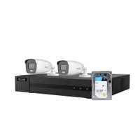 Sistem supraveghere exterior cu lumina duala Hikvision HiLook KIT-HL-M-2C-C-0004, 3K, 2.8 mm, IR/lumina alba 40 m, microfon, HDD 1TB