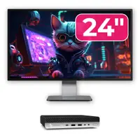 Pachet Calculator Second Hand HP ProDesk 600 G5 Mini, Intel Core i5-8500T 2.10 - 3.50GHz, 8GB DDR4, 256GB SSD + Monitor 24"