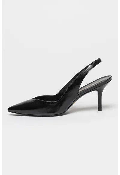 Pantofi slingback de piele Eva 75 - Negru