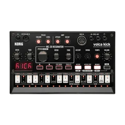 Sintetizator analogic de tobe Korg - Volca Kick, MS-20 filtru, negru