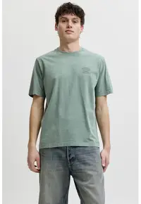 Tricou cu decolteu la baza gatului si detaliu logo - Verde aquamarin