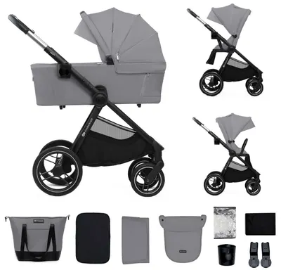 Cărucior combinat 2 în 1 KinderKraft - Nea 2, Platinium Grey