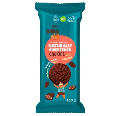 Biscuiti cu cacao indulciti cu agave bio 130g Super Fudgio