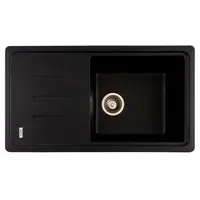 FCB-7843SLBM/1T, Chiuveta de bucatarie din granit cu o cuva si scurgator, seria SLIM LONG, Black/Metallic, 780x435x200 mm, FLOW