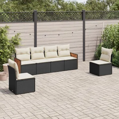 Gossi set mobilier de gradina cu perne, 6 piese, negru, poliratan