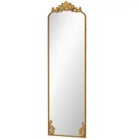 HOMCOM Oglindă de Podea Stil Baroc, 50x160 cm Oglindă de Perete și Autoportantă cu Ramă Metalică, pentru Dormitor, Living și Hol, Auriu | Aosom Romania
