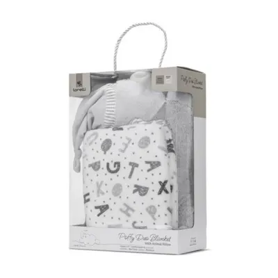 Set 2 piese, Lorelli, paturica moale 90 x 75 cm, pernuta in forma de ursulet 45 x 30 cm, Poffy, Grey