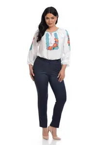 Pantaloni dama DV22PL19 bleumarin imprimeu tesatura, Dress to Impress | marimea 42