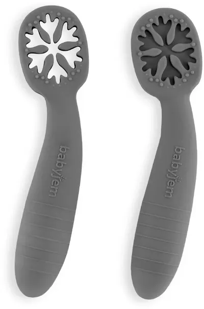 Lingurițe pentru bebeluși Babyjem - My First Spoon, 2 bucăți , Grey